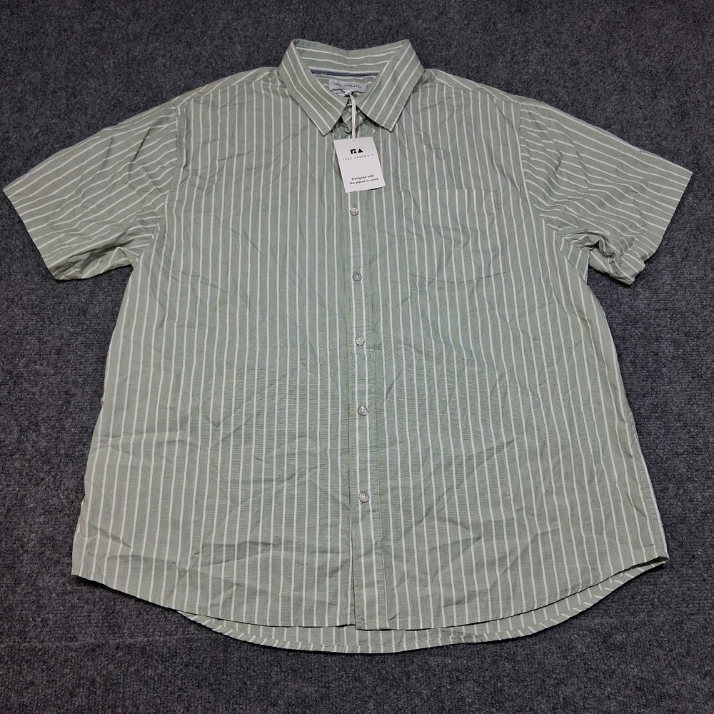 Free Assembly Shirt Mens Extra Large Seersucker Lightweight Breathable Green